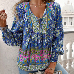 💖LAST DAY SALE 50% OFF💖Women's Fashion Printed v-Neck Long Sleeve Shirt