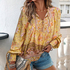 💖LAST DAY SALE 50% OFF💖Women's Fashion Printed v-Neck Long Sleeve Shirt
