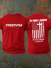 Men's Charlie Kirk Freedom Printed imitation cotton short-sleeved T-shirt