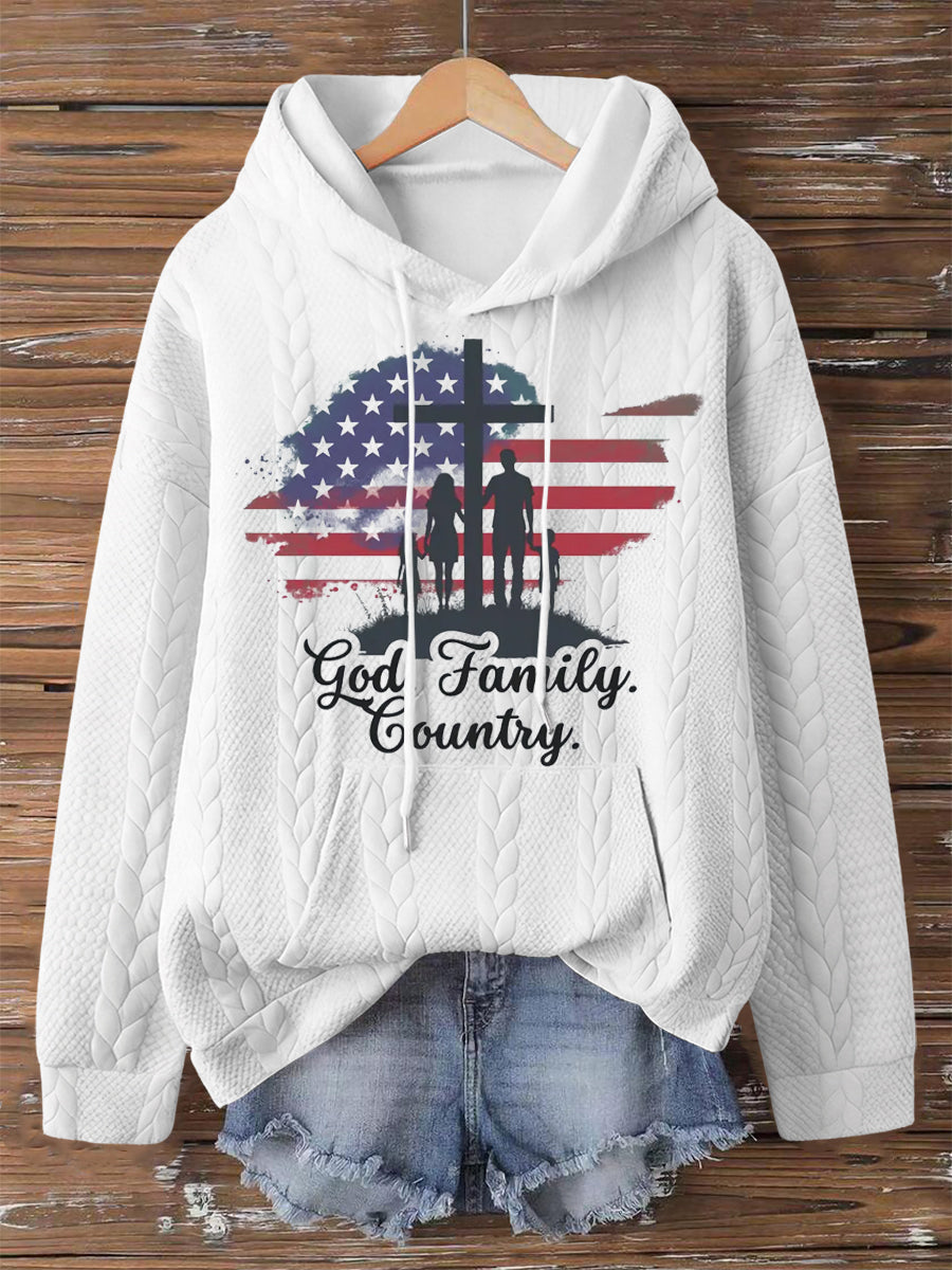 Women's God Family Country In That Order Charlie Kirk Print Hoodie
