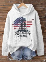 Women's God Family Country In That Order Charlie Kirk Print Hoodie