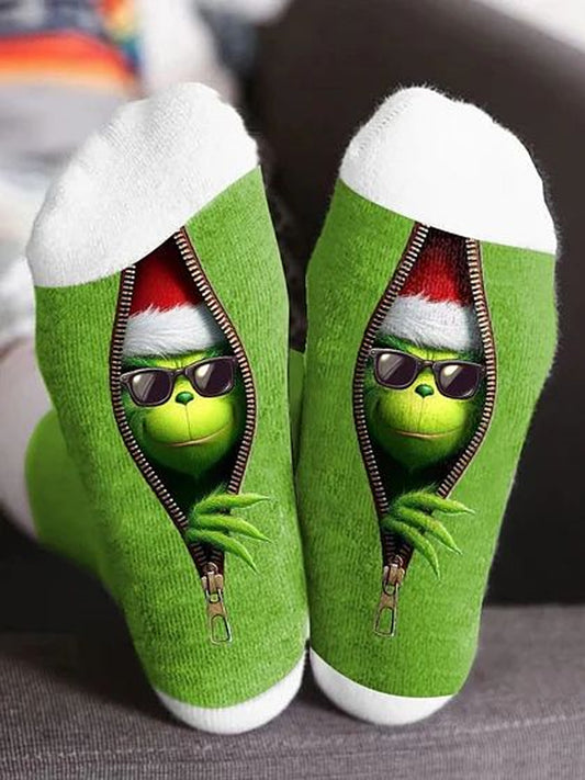 Women's Funny Classic Christmas Character Print Casual Socks