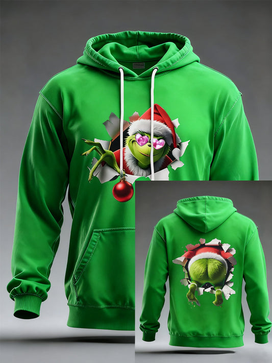 Men's Funny Classic Christmas Cartoon Character Print Casual Hoodie