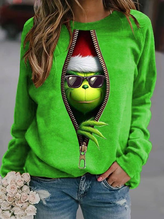 Women's Funny Classic Christmas Character Print Casual Sweatshirt