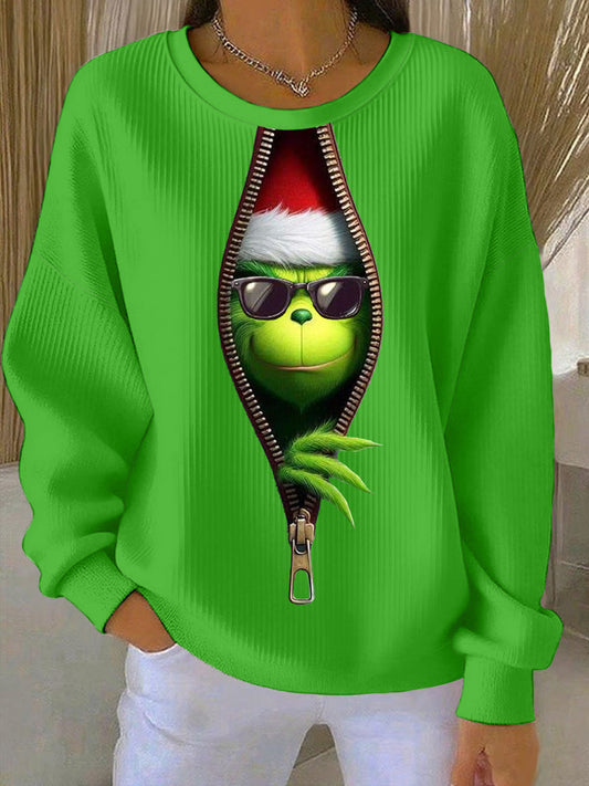Women's Funny Classic Christmas Cartoon Character Print Casual Sweatshirt
