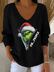 Women's Christmas V-neck top