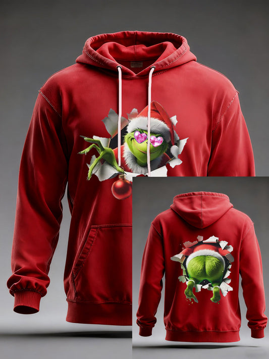 Men's Funny Classic Christmas Cartoon Character Print Casual Hoodie