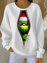 Women's Funny Classic Christmas Cartoon Character Print Casual Sweatshirt