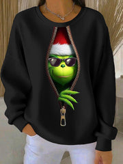 Women's Funny Classic Christmas Cartoon Character Print Casual Sweatshirt