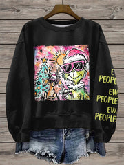 Women's Merry Christmas Ew People Print Sweatshirt