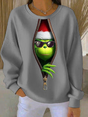 Women's Funny Classic Christmas Cartoon Character Print Casual Sweatshirt