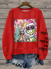 Women's Merry Christmas Ew People Print Sweatshirt