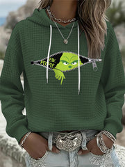 Women's Funny Christmas EW People Print Waffle Sweater