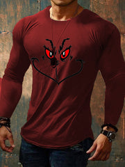 Men's Funny Classic Christmas Character Print Casual Long Sleeve Top