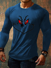 Men's Funny Classic Christmas Character Print Casual Long Sleeve Top
