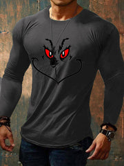 Men's Funny Classic Christmas Character Print Casual Long Sleeve Top