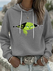 Women's Funny Christmas EW People Print Waffle Sweater