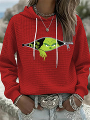Women's Funny Christmas EW People Print Waffle Sweater