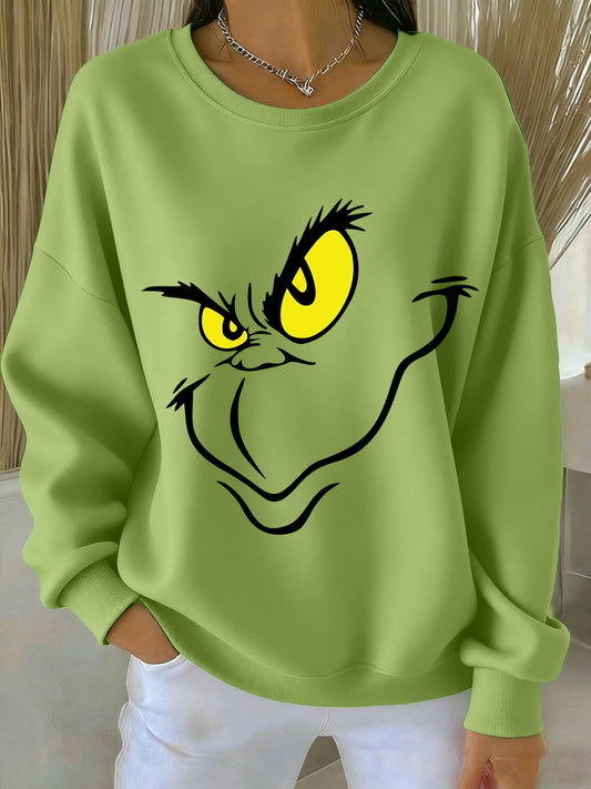 Women's Funny Classic Christmas Cartoon Character Print Casual  Sweatshirt