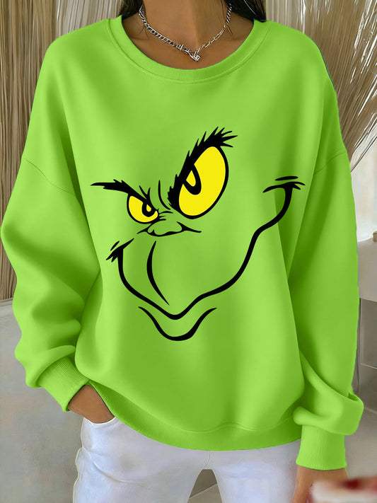 Women's Funny Classic Christmas Cartoon Character Print Casual  Sweatshirt