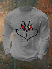 Men's Funny Classic Christmas Character Print Casual  Waffle Long Sleeve T-Shirt