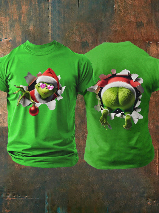 Men's Funny Classic Christmas Cartoon Character Print Casual Tee