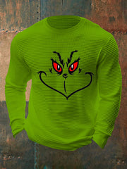 Men's Funny Classic Christmas Character Print Casual  Waffle Long Sleeve T-Shirt