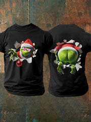 Men's Funny Classic Christmas Cartoon Character Print Casual Tee