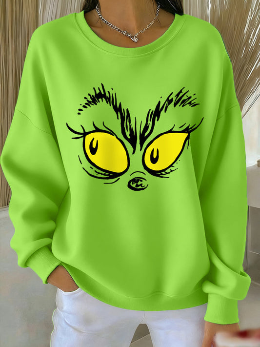 Women's Funny Classic Christmas Cartoon Character Print Casual Sweatshirt