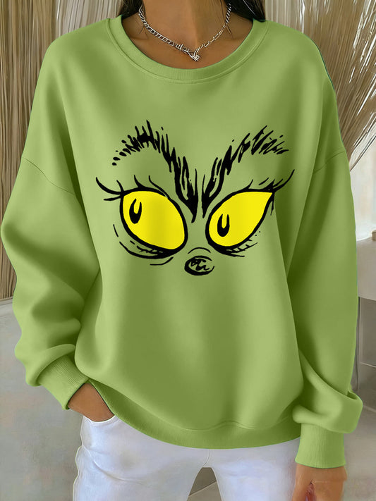 Women's Funny Classic Christmas Cartoon Character Print Casual Sweatshirt