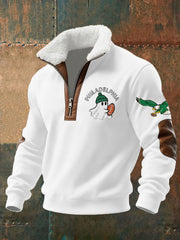 Men's Football Fans Lovers Gameday Casual Fur Collar Zipper Pullover
