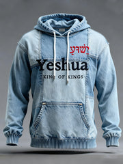 Men's Vintage Yeshua King Of Kings  Oversized Drop-Shoulder Hoodie with Pockets