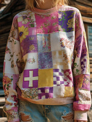 Women's Floral Cross Print Casual Sweatshirt