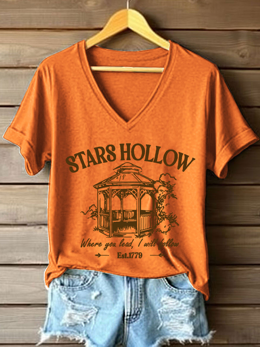 Women's Stars Hollow 1779 Print V-Neck T-Shirt