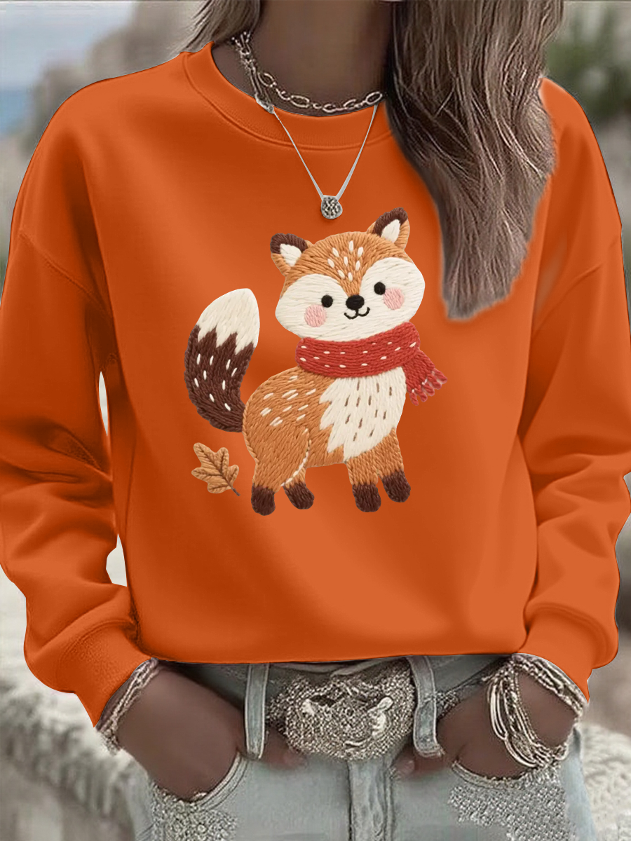 Women's autumn animals print Regular Sweatshirt