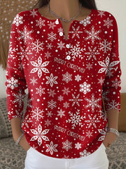 Women's Merry Christmas Snowflake Print Tops