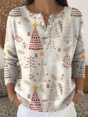 Women's Christmas Trees Print Casual Tops
