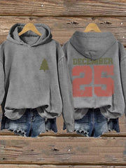 Women's Retro Christmas Tree Christmas December 25 Print Hoodie