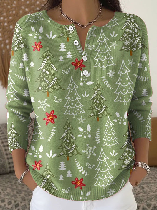 Women's Christmas Trees Print Casual Tops
