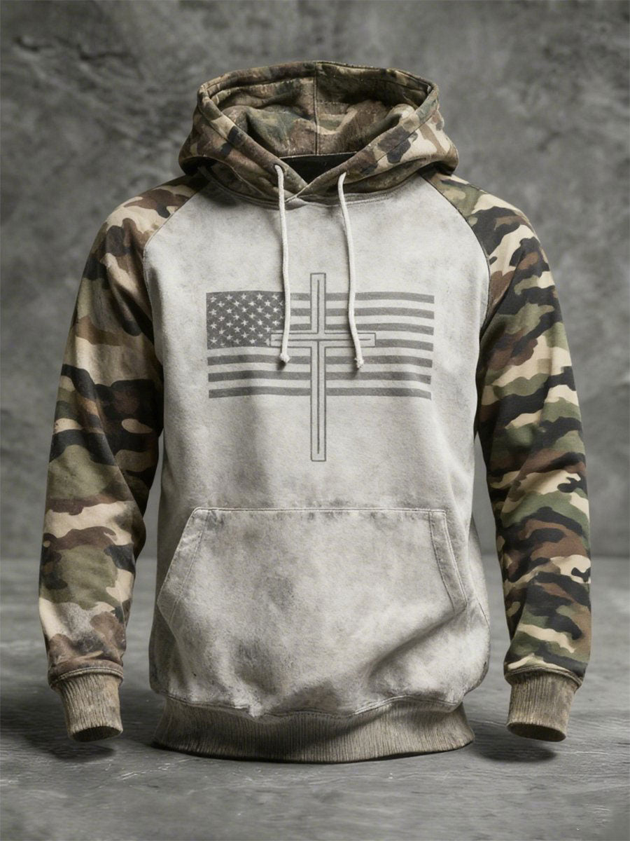 Men's Vintage Faith American Flag Hoodie