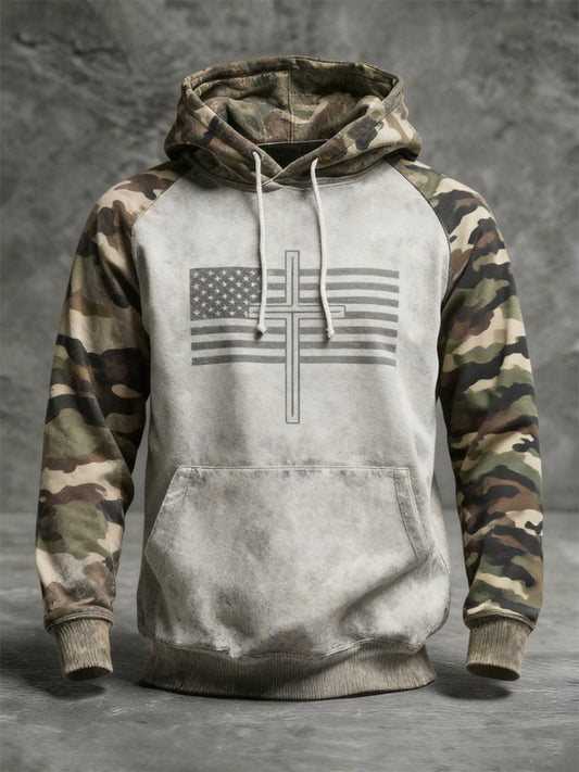 Men's Vintage Faith American Flag Hoodie