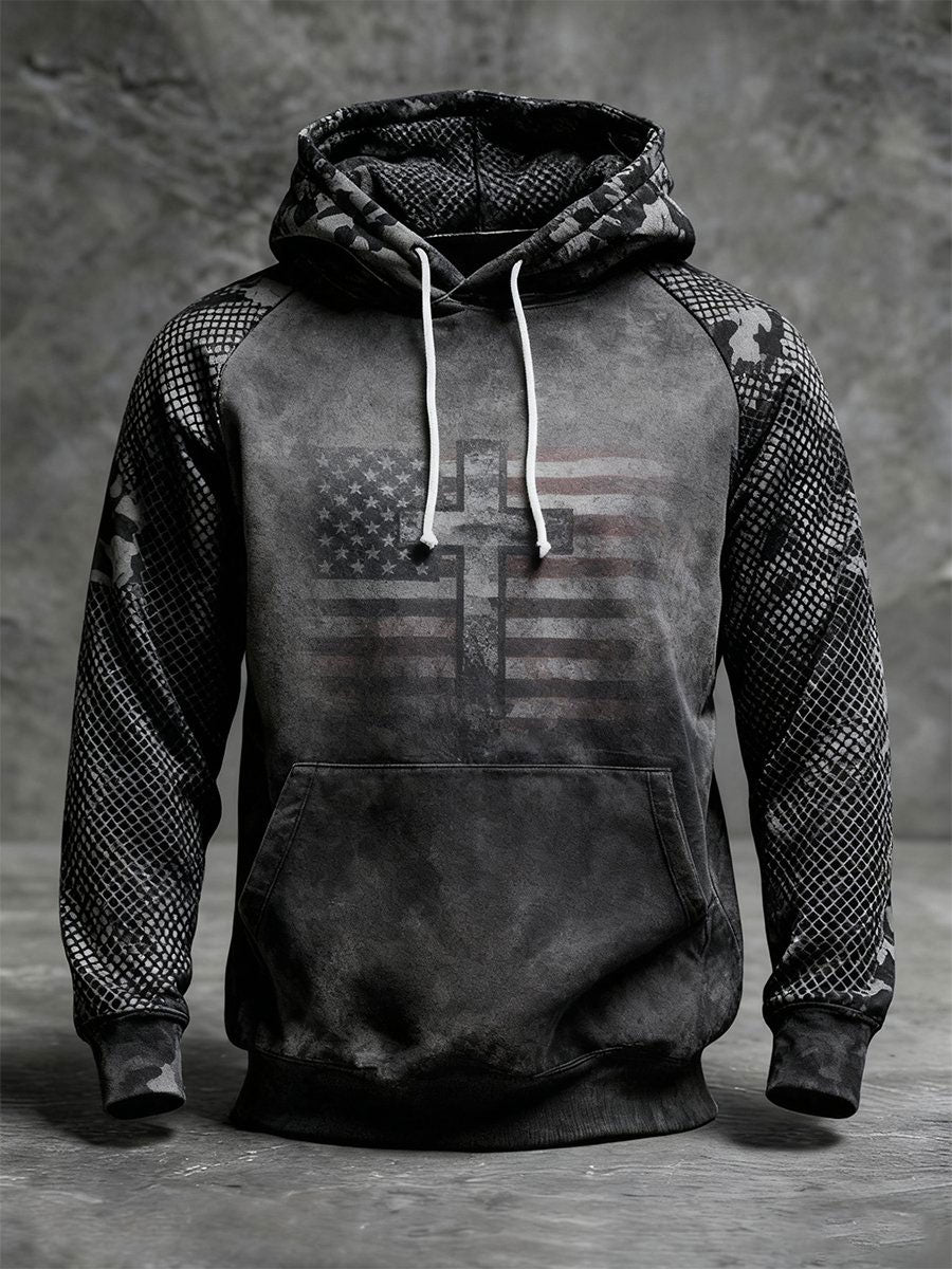 Men's Vintage Faith American Flag Hoodie