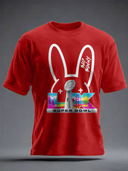 Unisex Bunny Football Music Lover Printed T-shirt