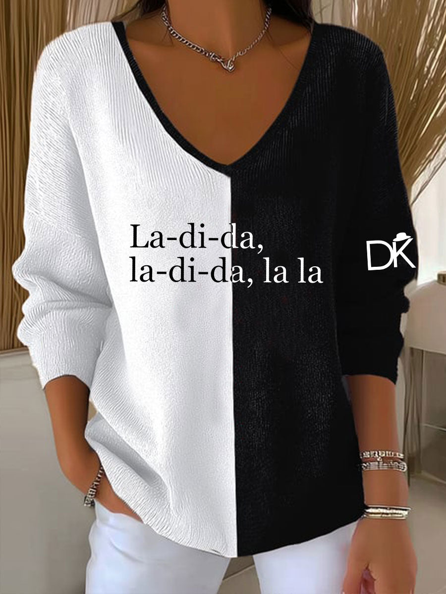 Women’s La-di-da,la-di-da,la la V-Neck Ribbed Top