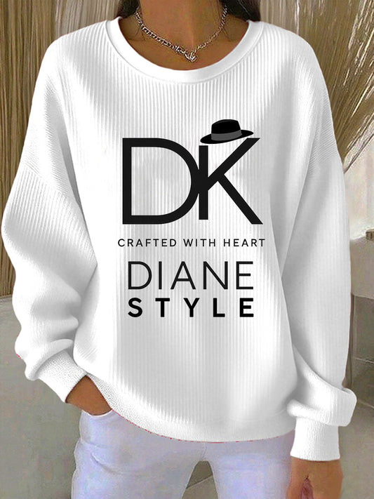 Women's Diane Style Ribbed Round-Neck Sweatshirt