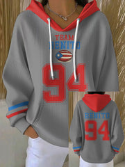 Women's Bunny Football Music Lover Printed Hoodie