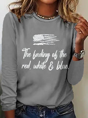 Women's The Fading of the Red White and Blue Printed Casual Long Sleeve Shirt