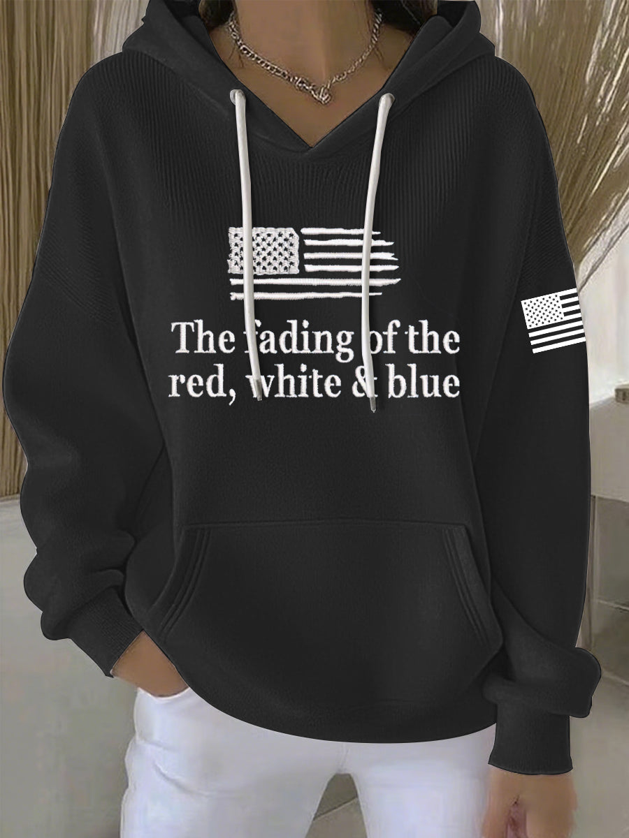 Women's The Fading Of The Red White And Blue Print Casual Hoodie