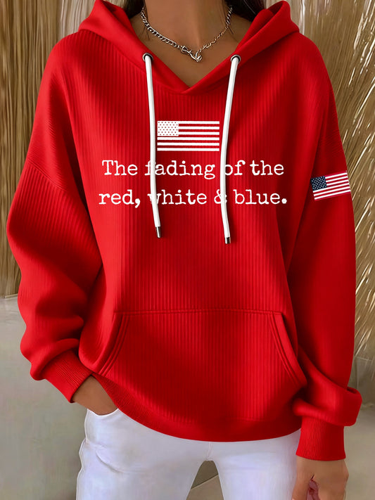Women's The Fading Of The Red White And Blue Printed Hoodie