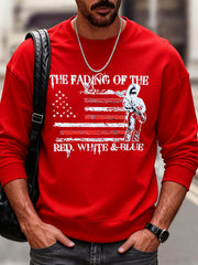 Men's The Fading of the Red White and Blue Printed Crew Neck Sweatshirt